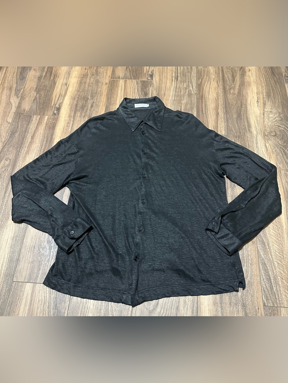 Vtg Giorgio Armani Le Collezioni Linen Textured Button Shirt Italy Men L Black